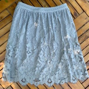 Francesca’s Dove Gray Lace Skirt